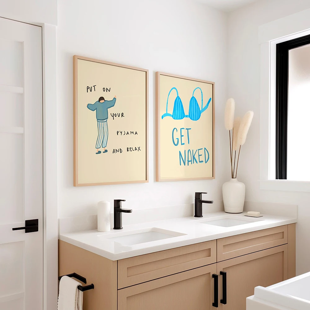 Put On Your Pajama and Relax Minimalist Bathroom Wall Art Cozy Pajama Decor Relaxing Print for Bedroom Bathroom Hygge Wall Art