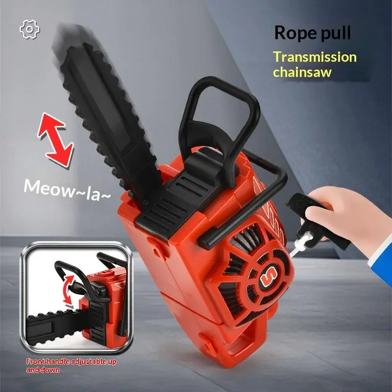 1Pcs Bag Decoration Cartoon Rope Pulling Chainsaw Shape Pendant Keychain Charm Model Forest Fire Fighting Souvenirs Gifts