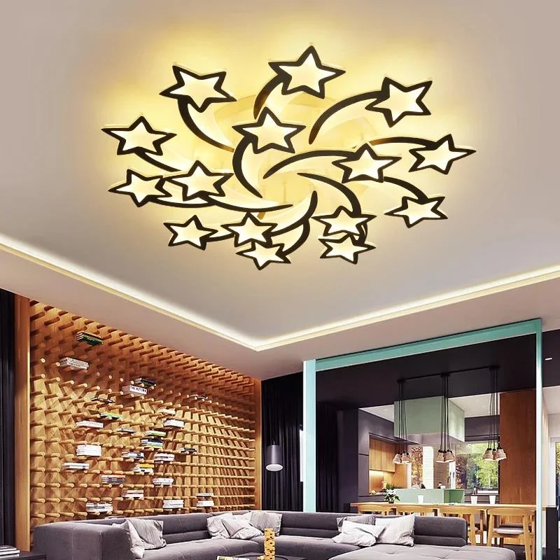 

Simple Star Chandeliers Living Study Dining Room Bedroom Home Lighting Decor Chandeliers Acrylic Lights Dimmable With Remote