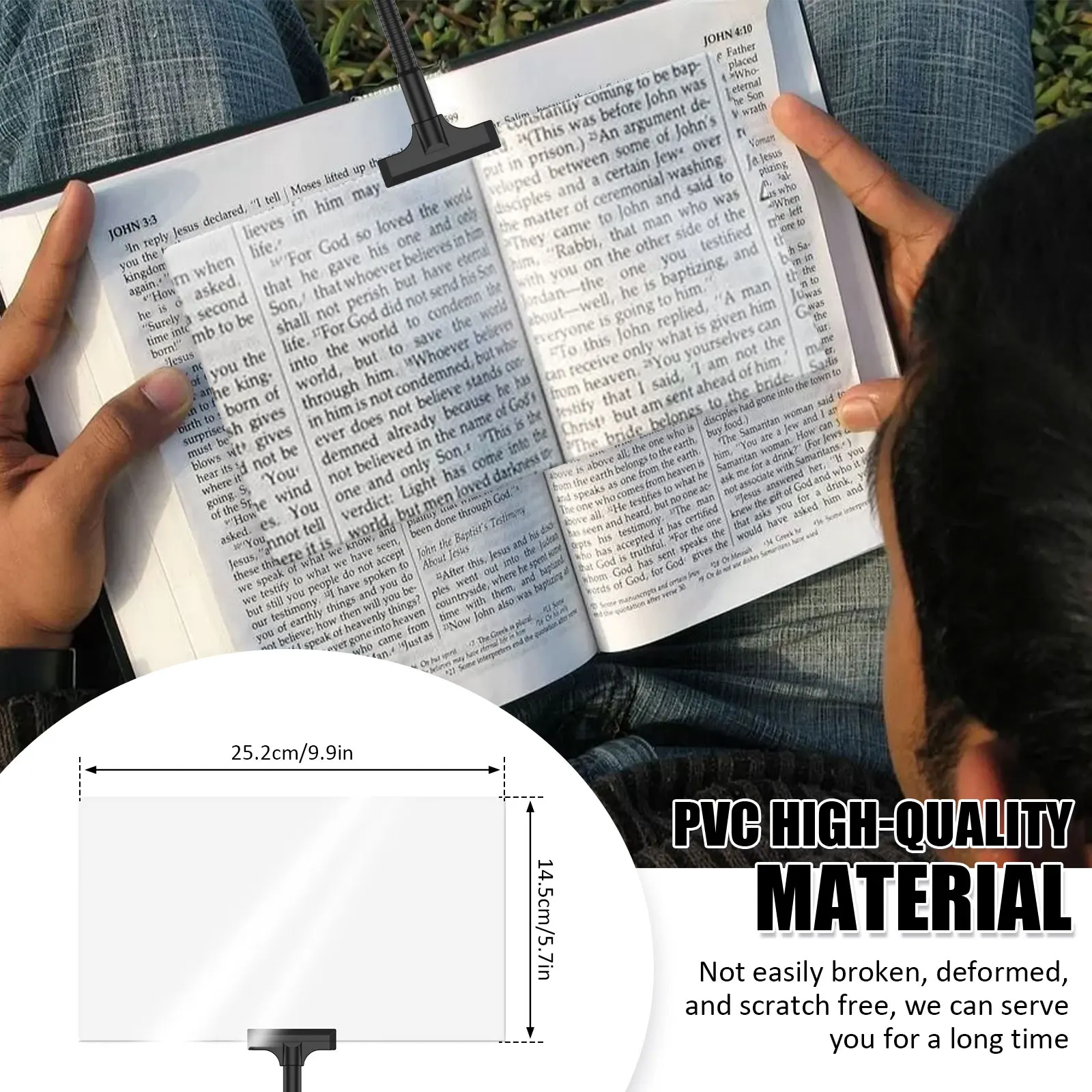 Desktop Magnifier 4X 5X Rectangular Full-Page Magnifier Flexible Hands-Free Magnifying Glass for Reading Low Vision Seniors Kids