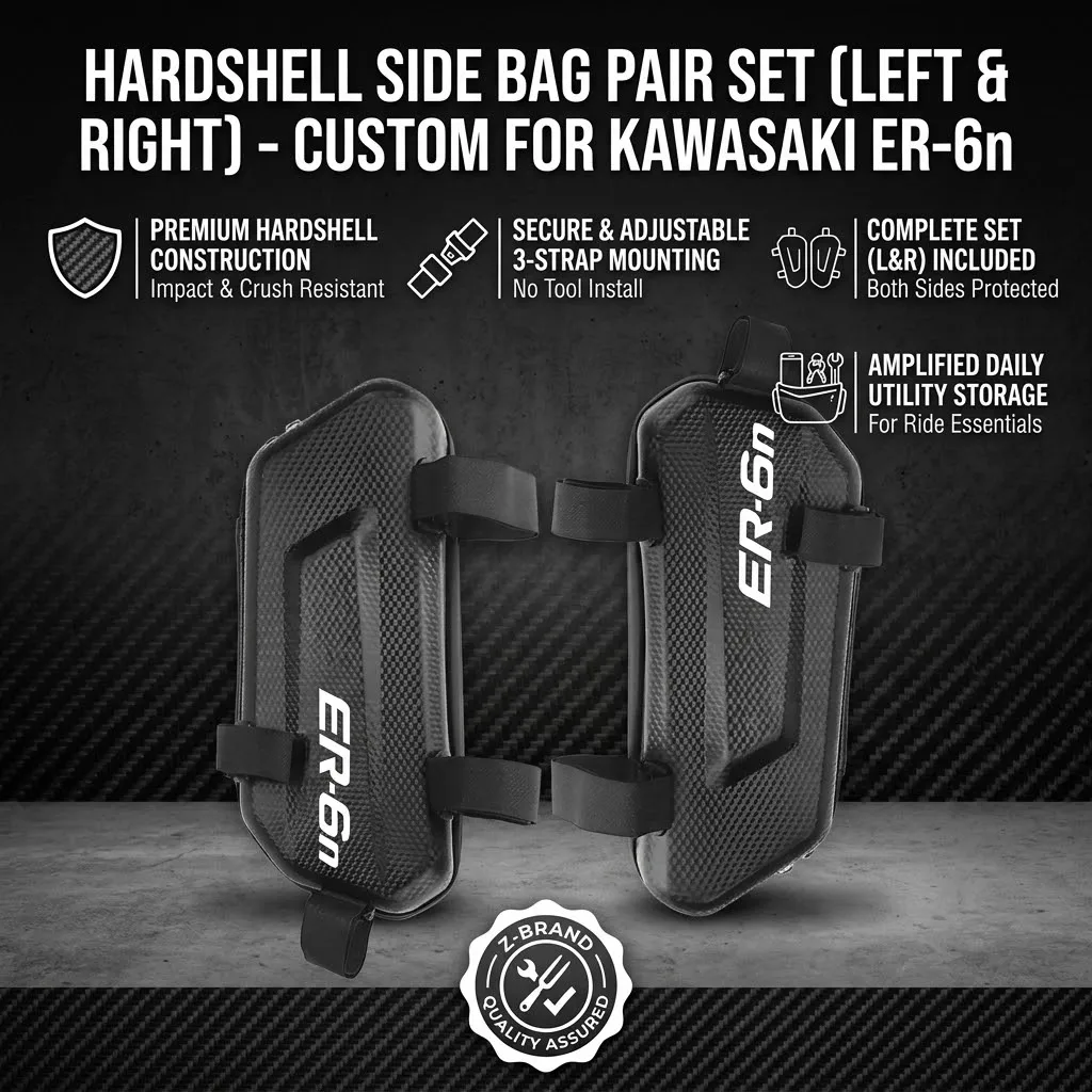 EVA Hard Shell Thickened Fabric Motorcycle Storage Bag Side Bag With LOGO For Kawasaki ER6N ER-6N ER 6N 2009-2016 2015 2014