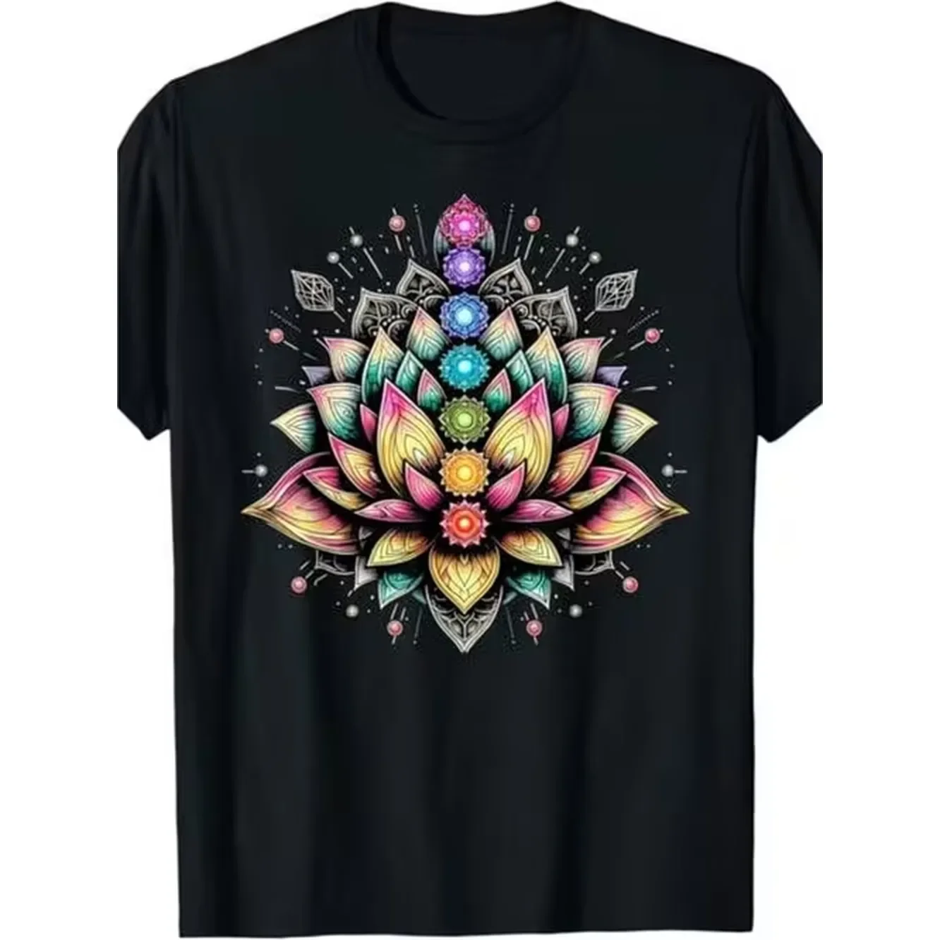 Chakra For Lotus Flower Spiritual Tshirt Comfortable Graphic Print Shirt For Everyday Outdoor Activities Plus Size