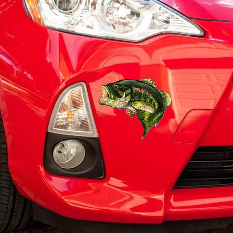 New Bass Fish Reflective Stickers Outdoor Fishing CarStickers Scratch Stickers Car Headlights Vinyl Stickers Reflective Stickers