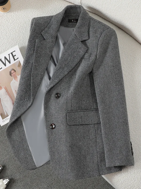 Caramel Woolen Suit Jacket Women's Casual Style Autumn Winter New Arrival Fashion Sensation Short Size Versatile Woolen Small...