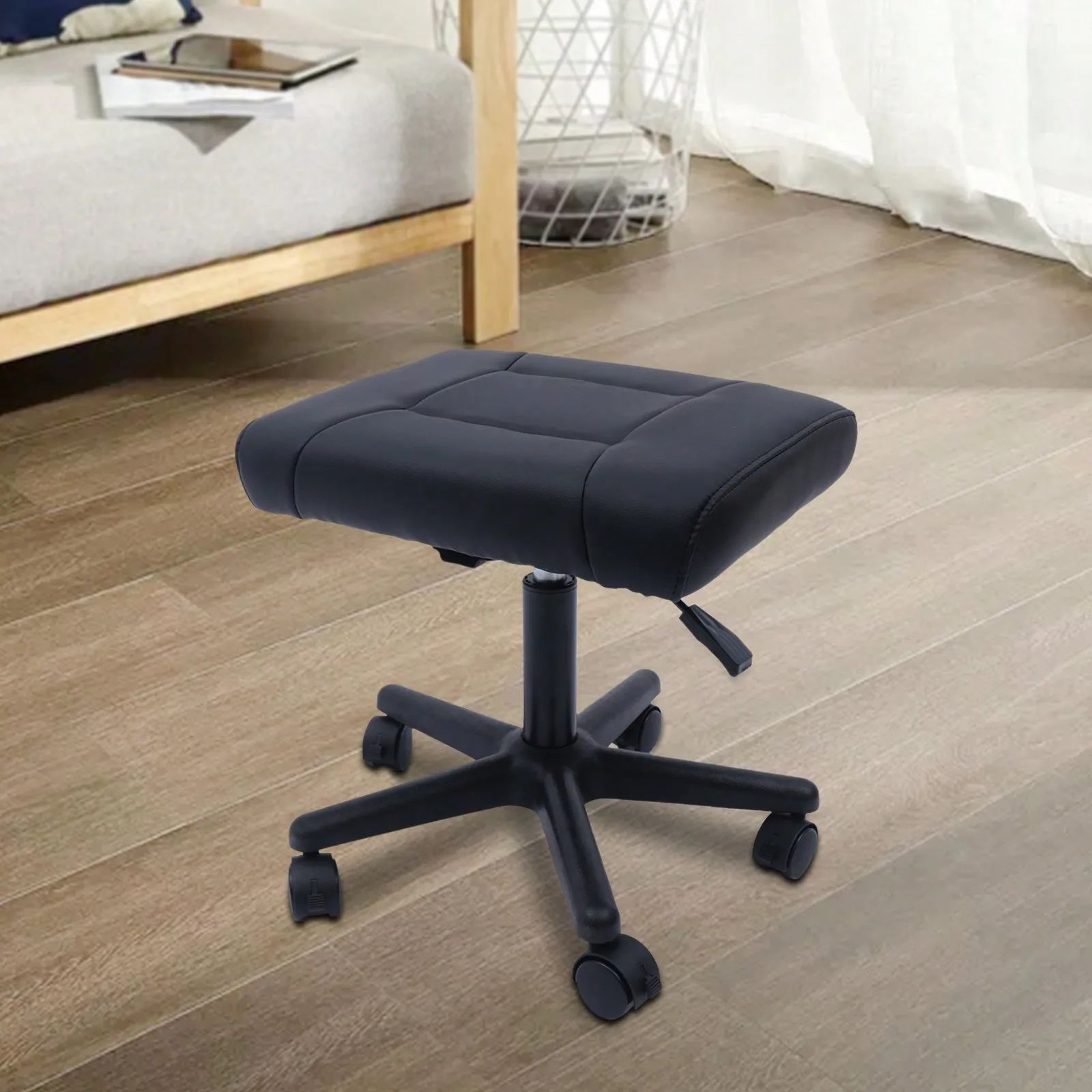 

Footstool With Wheels Adjustable Rolling Office Footrest 360° Rotating Small Footstool Relax Chair For Home, Office