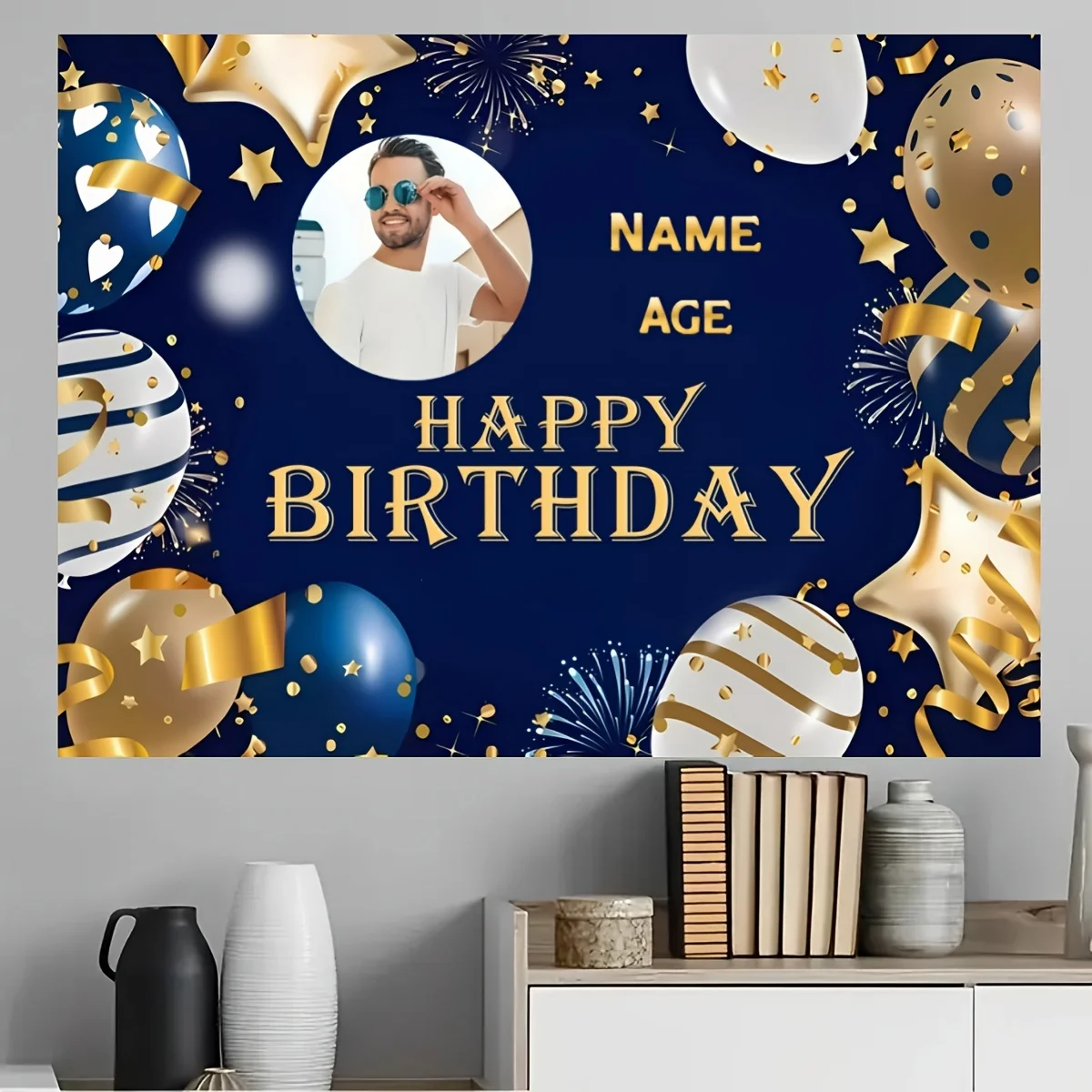 1 اسم شخصي مخصص، صورة العمر، لافتة عيد الميلاد، مناسبة لحفلات أعياد الميلاد، مقاسات متعددة للاختيار من بينها