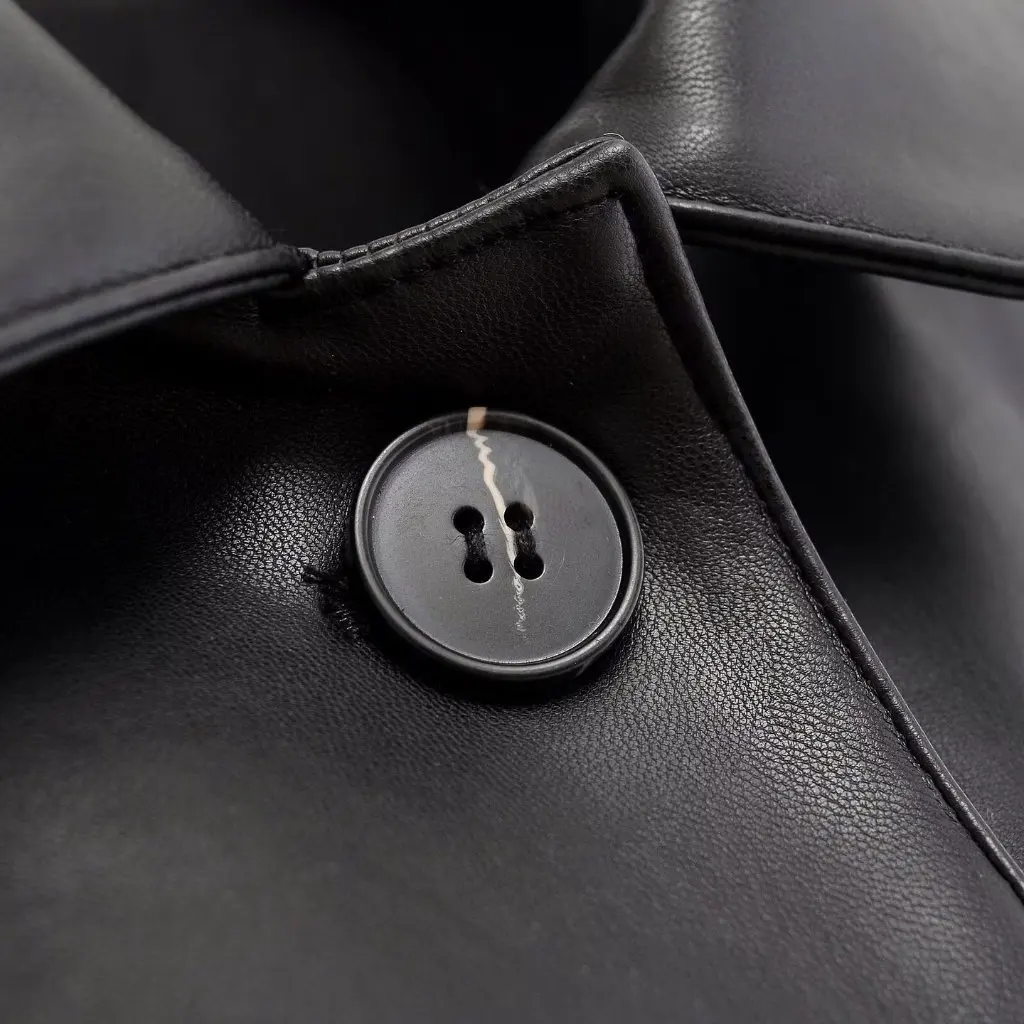 سترة نسائية كاجوال من الجلد بتصميم كلاسيكي بسيط ومتوافق مع طية صدر السترة معطف خريفي على الطراز الأوروبي الأمريكي