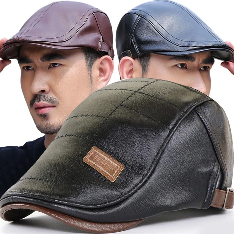 

Мужской берет из искусственной кожи, высокое качество, осень-зима 2022, плоская кепка с козырьком, теплая шапка, береты, винтажные английские кепки газетчика