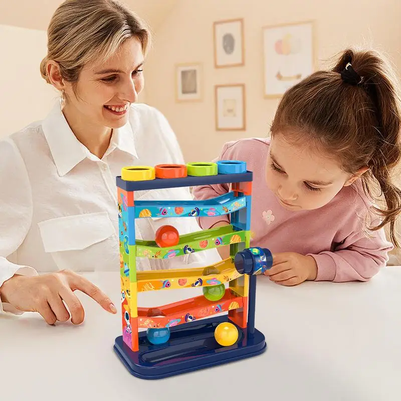 Jouet de boule empilable coloré pour enfants, toboggan de piste, boule roulante, jouets de table d'empilage de musique, amusant, début du dos, frapper