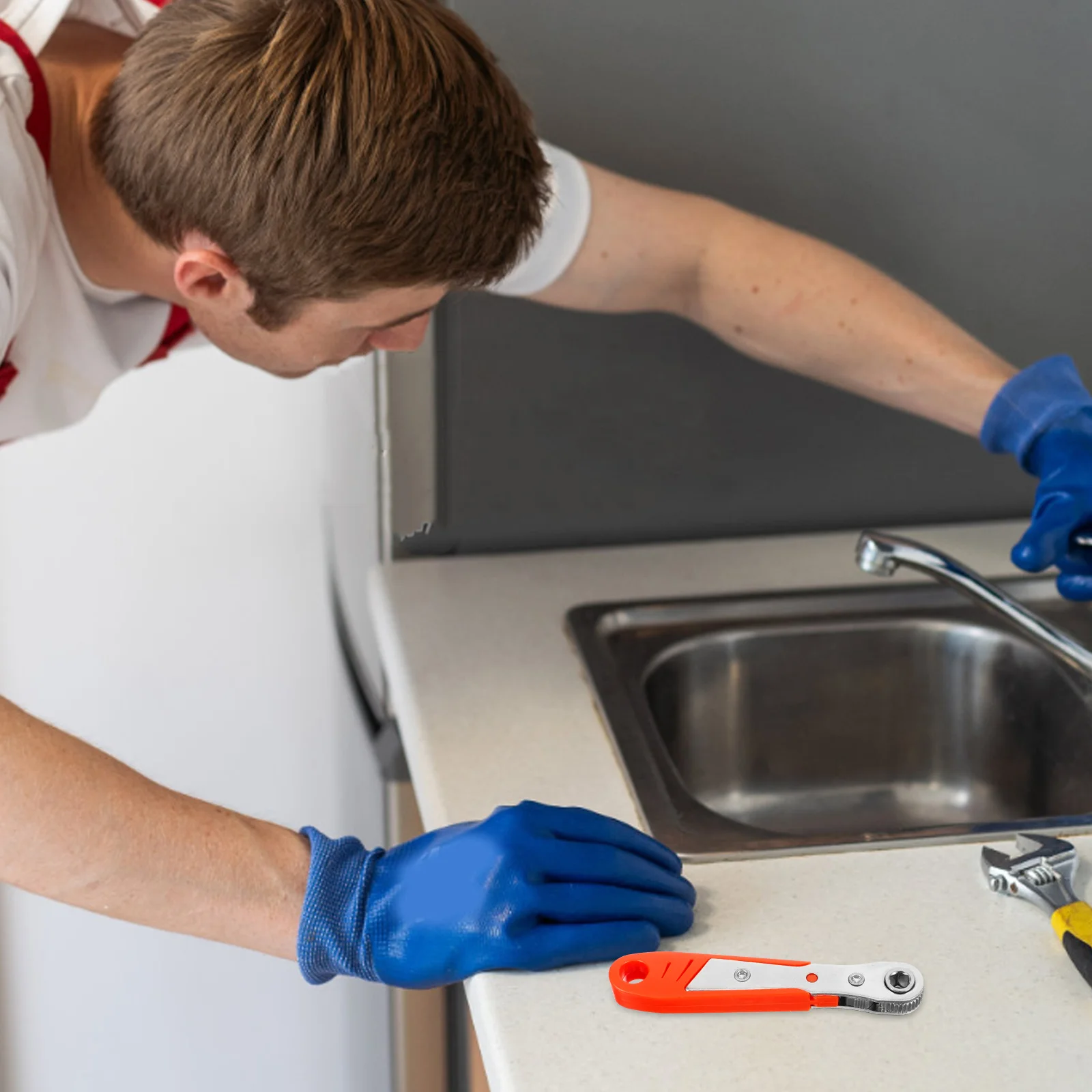 L-vormige ratelsleutel 36-tands verstelbaar mini-remreparatiegereedschap Duurzaam compact ontwerp voor strakke ruimtes Gootsteenkastwerk