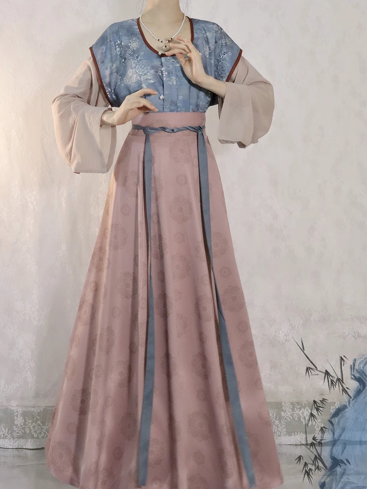 

Original Tang Dynasty Hanfu by Lou Xi Yue Printed Bi Cheng Dunhuang Tang Baozi Summer Inner round Neck Shirt Eight Skirt Dail...