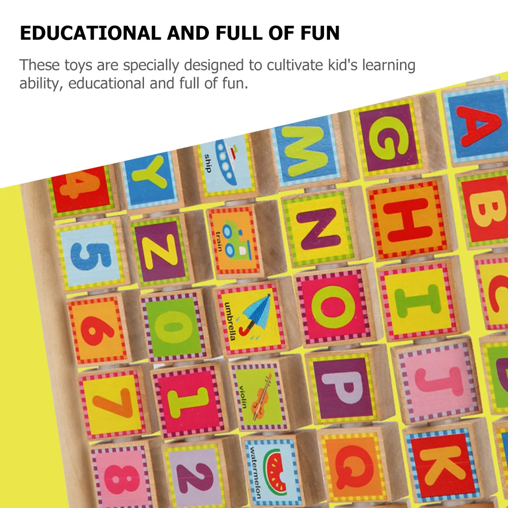 Wooden Alphabet Learning Board for Kids Bright Color Smooth Surface Brain Development Educational Rack for Number and Letter