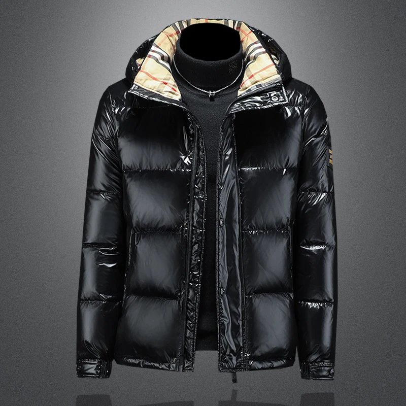 

High-End Glossy Men's down Jaet Trendy Youthful Thiened ort Winter Cold Resistance Coat Faionable Urban Sle White D...