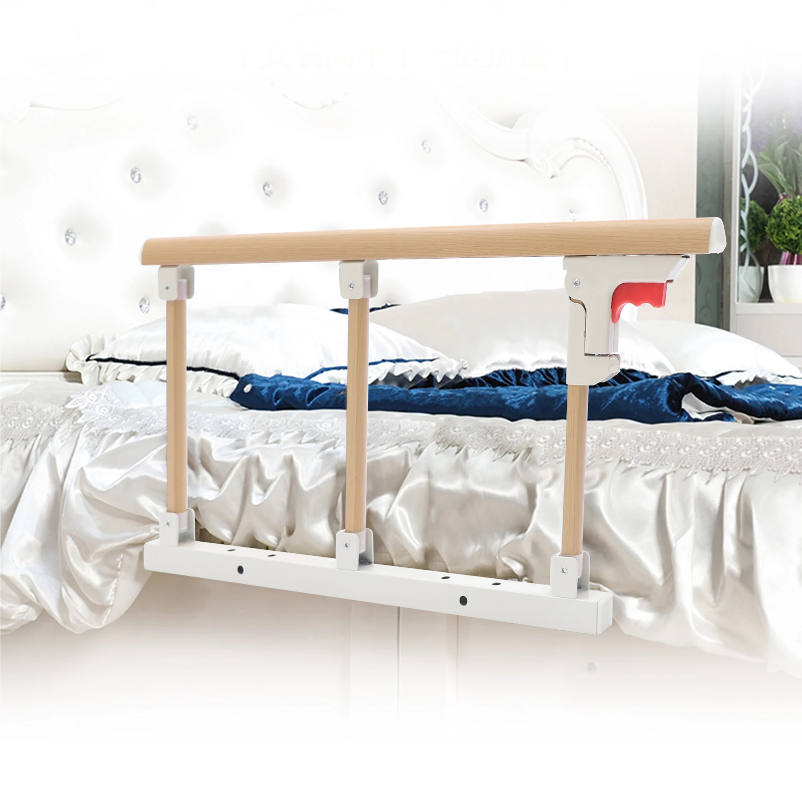 Bed Opvouwbare Houten Bed Rail Voor Ouderen Eenvoudig Te Monteren, Bed Rail Veiligheidsframe Voor Senioren Zwangere Patiënten, Bed Leuning