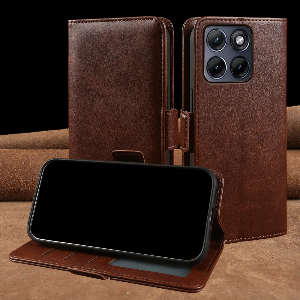 Calf Leather Flip Case For Motorola Signature Edge 70 Fusion 60 Pro 50 Neo G77 G67 G57 G37 G86 Power X70 Air G56 G47 Phone Cover