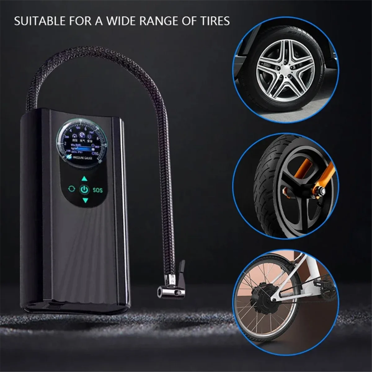منفاخ إطارات السيارة 12 فولت، ضاغط هواء كهربائي عالي الدقة، ضاغط هواء تلقائي سريع النفخ للسيارات ST