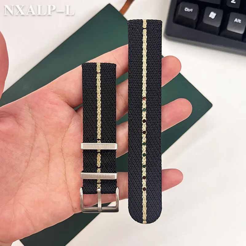 حزام ساعة نايلون ممتاز للرجال ، سوار رياضي عسكري بديل ، تحرير سريع ، سوار ساعة قماش قماشي عالمي ، 20 أو 22 أو