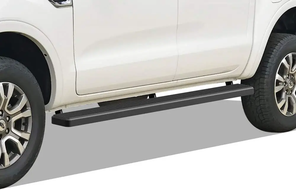 لوحات جري سوداء من الفولاذ المقاوم للصدأ مقاس 5 بوصات متوافقة مع Ford Ranger 2019-2023 SuperCrew Cab 4-Door (خطوات جانبية لقضبان Nerf) #4