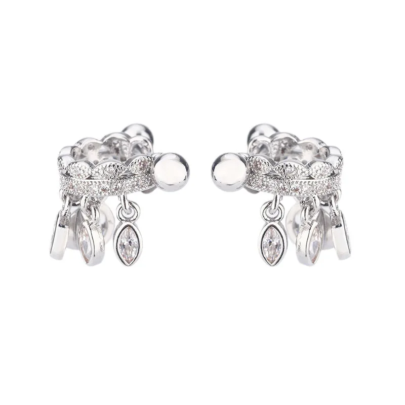 الكورية موضة كريستال شرابة قلادة أقراط للنساء Mujer موضة خمر حجر الراين قطرة الماء أقراط مجوهرات عادية #6