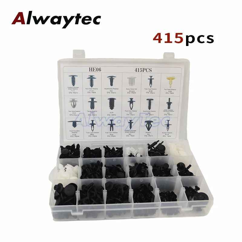 415pcs Auto Fastener Clips Car Body Push Retainer Pin Rivet Bumper Door Trim Panel Retainer Fastener Kit Auto Removal Tool