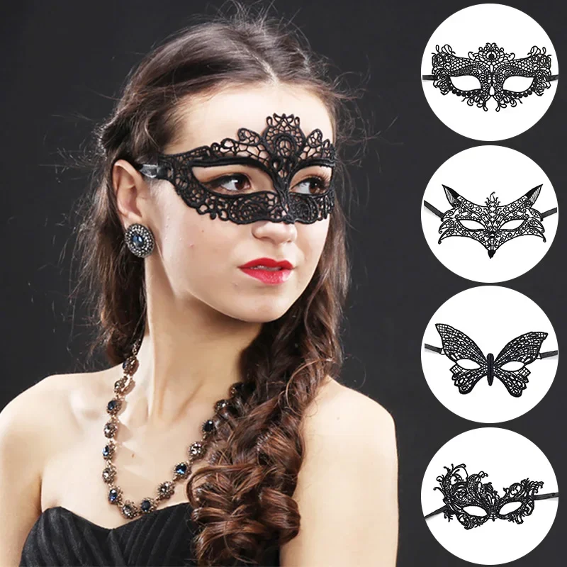 Sexy Lace Eye Mask for Women Hollow Lace Masquerade Face Mask Party Cosplay Prom Props Halloween Nightclub Fancy Black Eye Masks