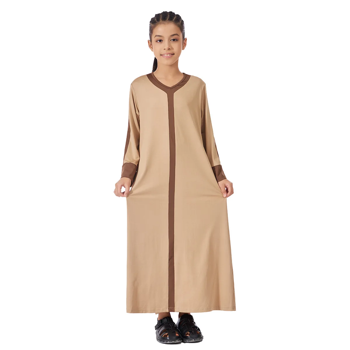 New Kids Girls Maxi Dress Ramadan Dubai Abaya Arabic Robe Muslim Dresses Eid Djellaba Islam Clothing Turkey Kaftan Jalabiya Gown