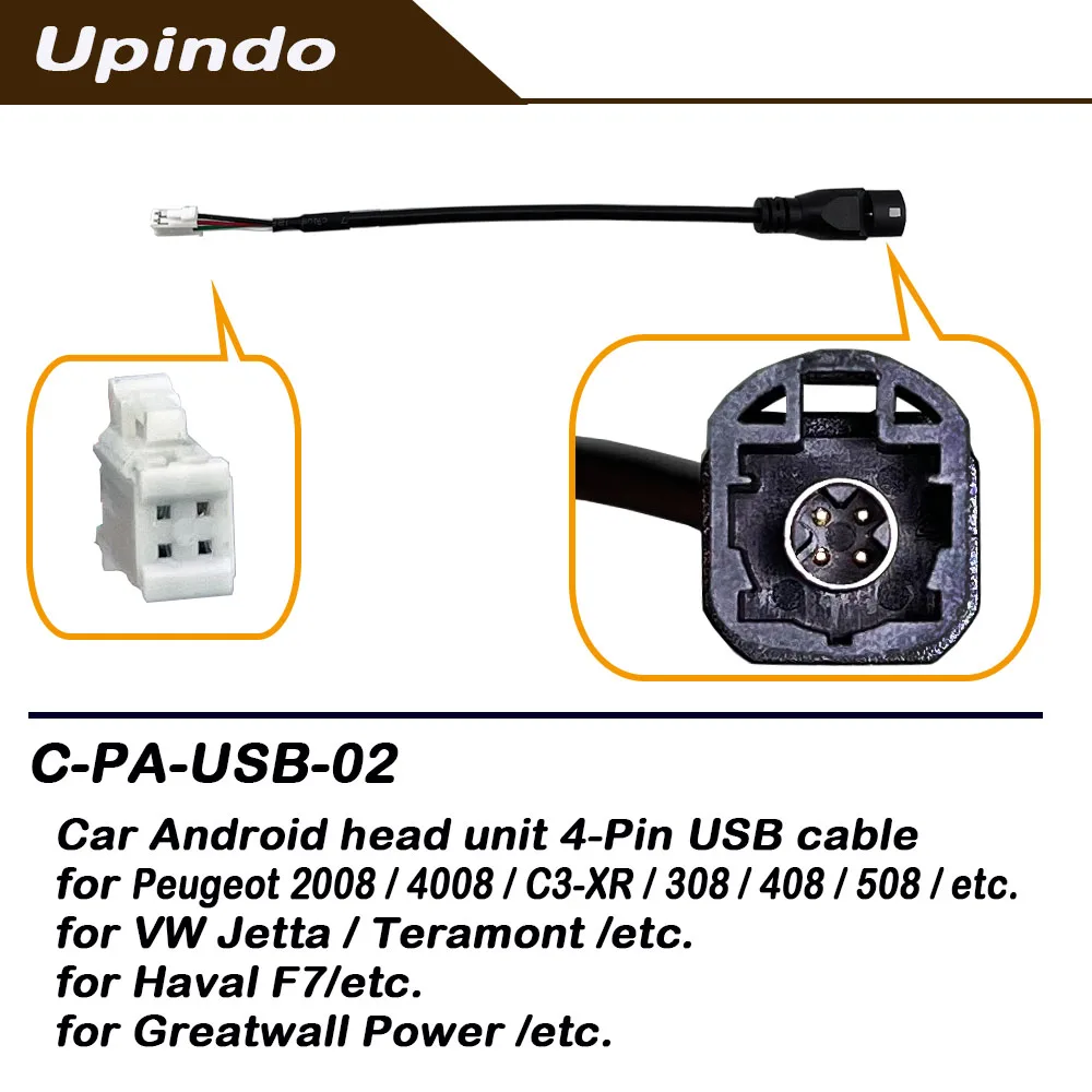 Car Android Radio Cable Adapter for Peugeot 308 408 508 C3-XR 2008 VW Jetta Teramont Haval H7 Greatwall Power Etc