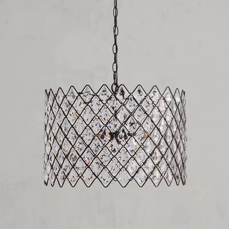Modern Luxury Crystal Chandelier For Bedroom Dining Room Kitchen Table Gold Round Pendant Light With Diamond Shaped K9 Crystal