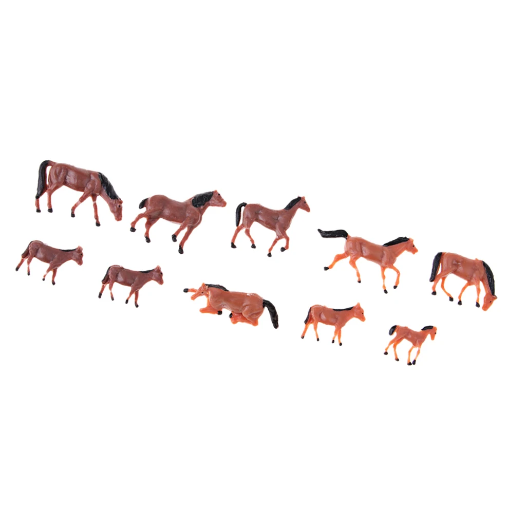

10x Plastic 1:8 Horses Model Animal for Train Layout 2.cm Length