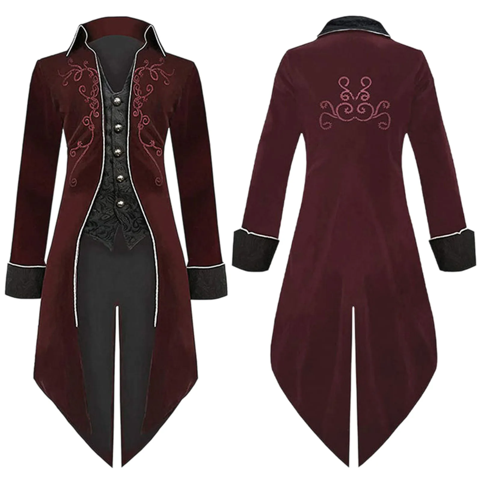 Veste de Smoking Médiéval Slim pour Homme, Costume de Cosplay Punk Vintage, Uniforme Queue d'Aronde, Tailleur Gothique, Steampunk d'Halloween