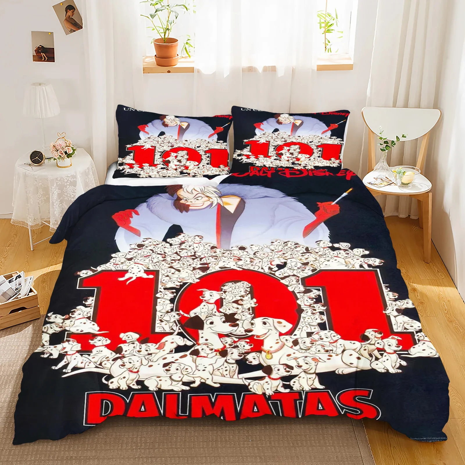 101 DALMATAS Anime Cartoon Cruella Duvet Printed Comforter, 100% Polyester, Warmth Bedding, Warm , Quilt Cover