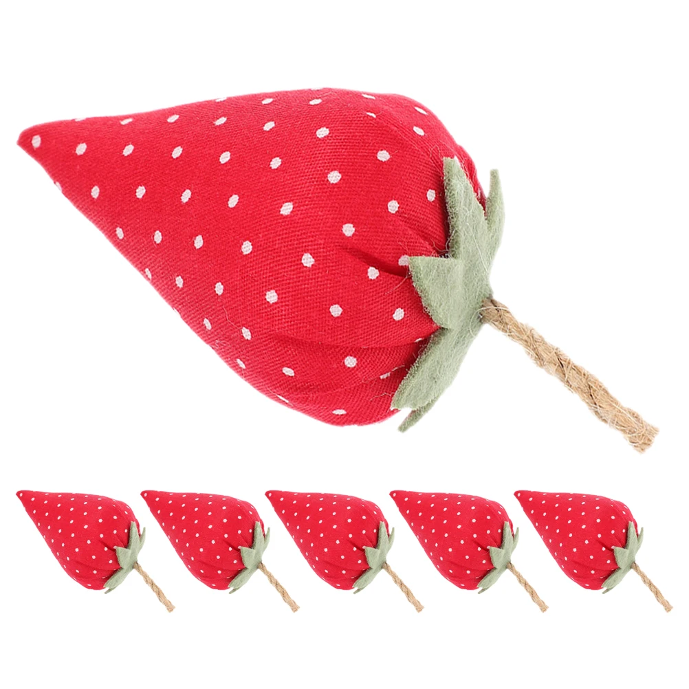 

6 Pcs Artificial Fruits Decoration Lifelike Strawberries Fabric Model Home Photo Props Party Supplies Fabric Strawberry Decor