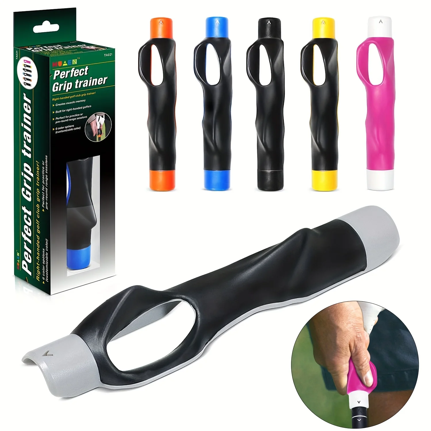 Golf Grip Trainer Swing Training Aid Ergonomic Hand Position Guide for Correct Grip Muscle Memory Improve Swing Rhythm