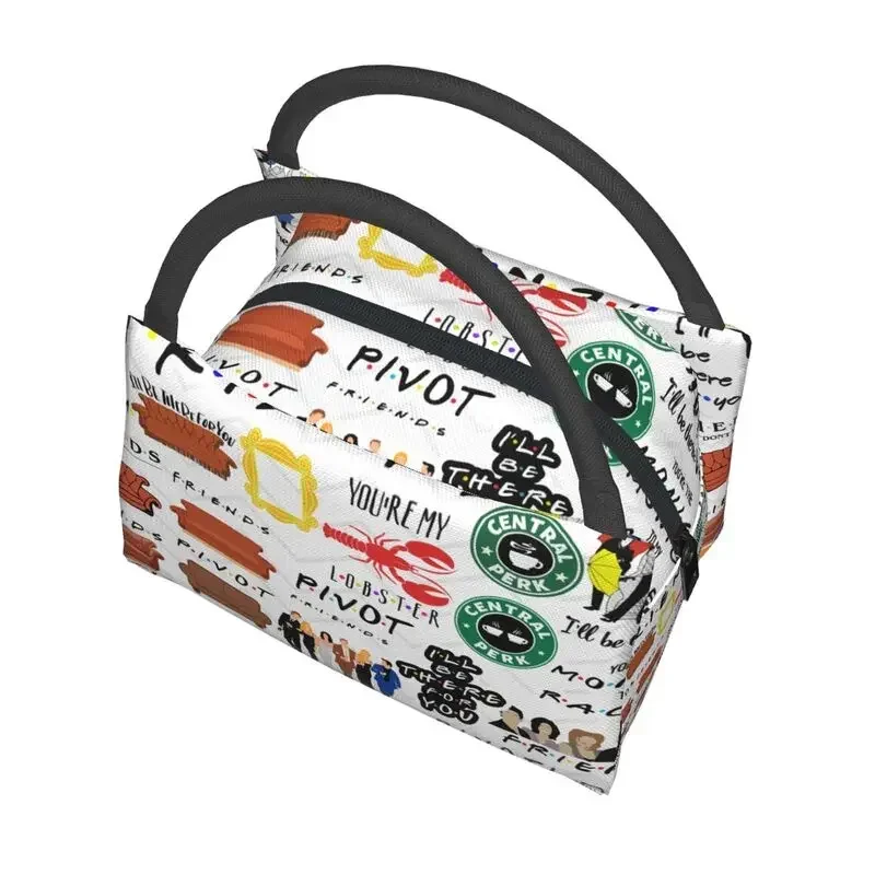 Vintage Friends Symbol Collage Thermal Insulated Lunch Bag Women TV Show Resuable Lunch Tote Multifunction Meal Food Box