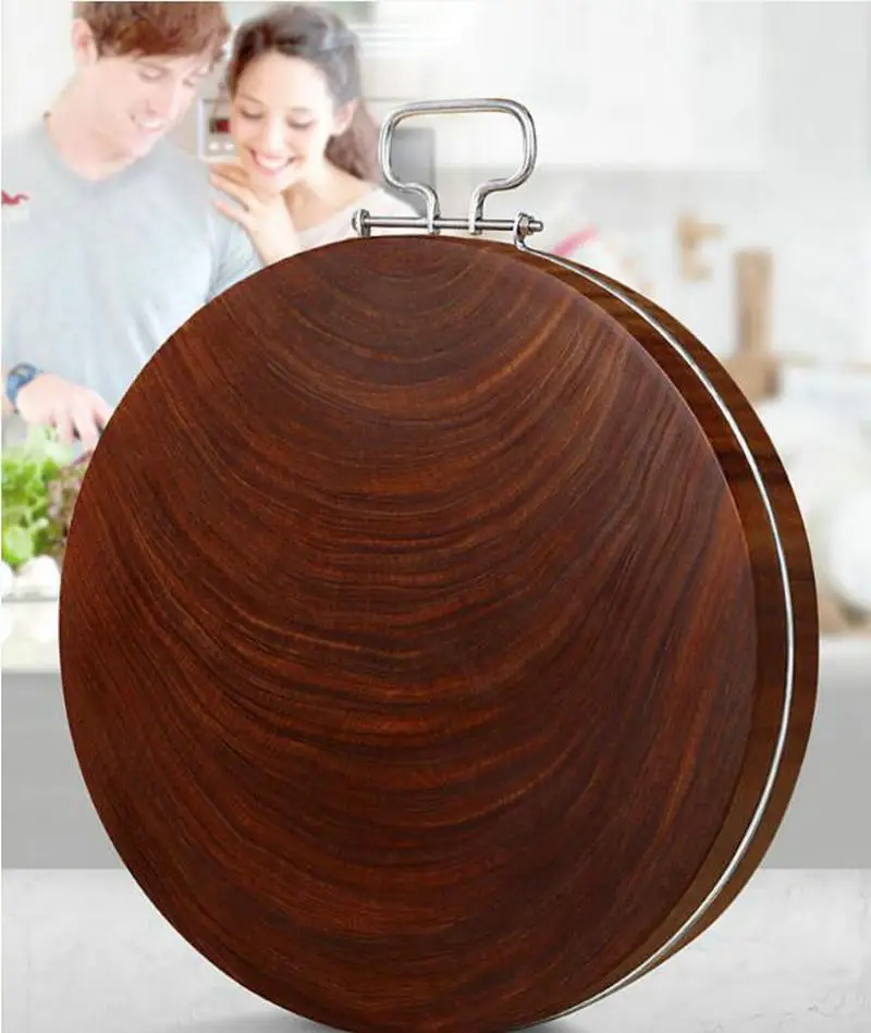 Highest Density Hardness Iron Solid Wood Antibacterial Double Face Round Chopping Cutting Board Blocks