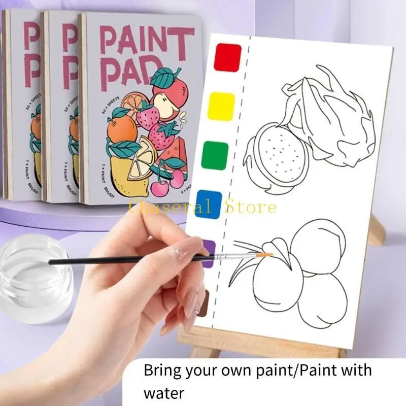 Livro pintura aquarela bolso E7CE, 21Páginas, Livro Colorir aquarela Pintura Viagem