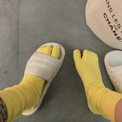 Combed Cotton Split Toe Man Woman Socks Solid Color Small Stripe Comfortable Soft Two-Toed Japanese Harajuku Women's Tabi Sox