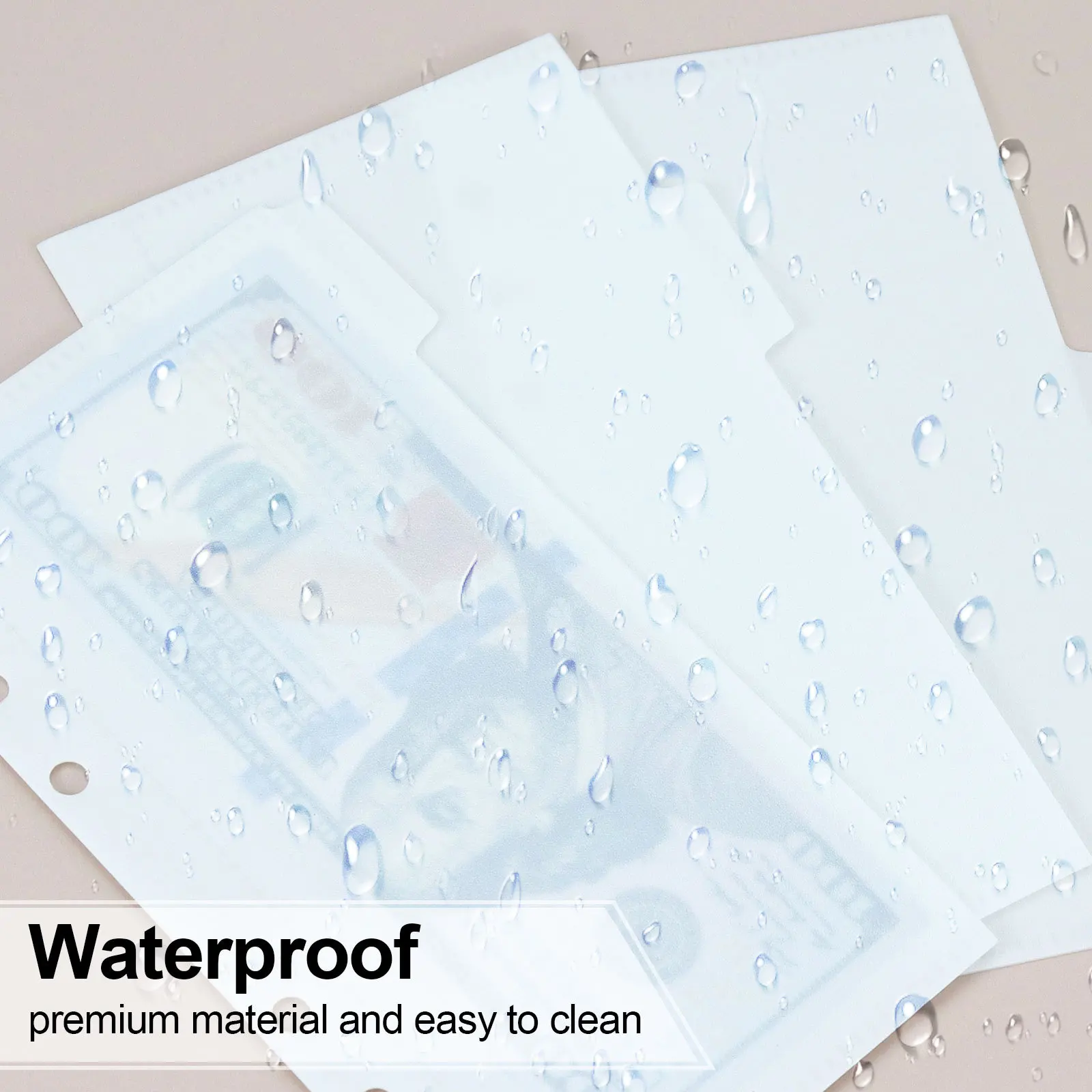 5Pcs A7 Pink Black Binder Pockets Binder Folders for Notebook Divider Page Waterproof PVC Leaf Document Filing Bag