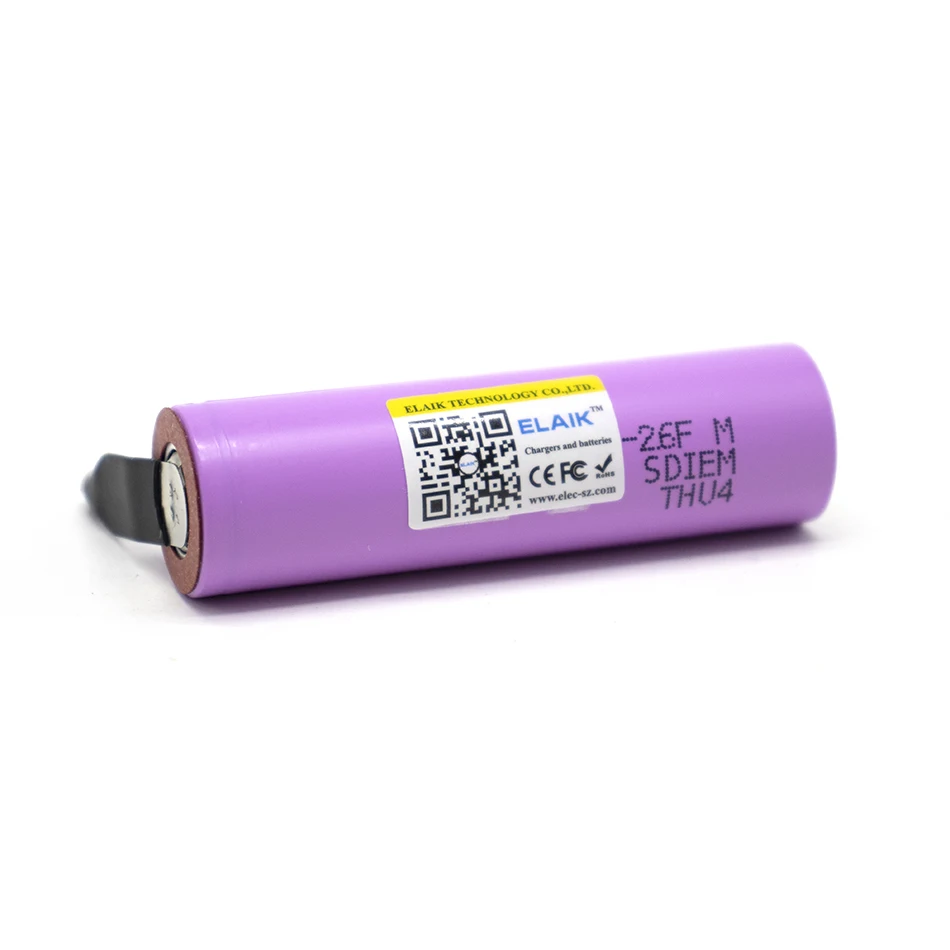 ELAIK New 100% Original 18650 2600mah battery ICR18650-26FM Li ion 3.7V rechargeable battery+ DIY Nickel sheet