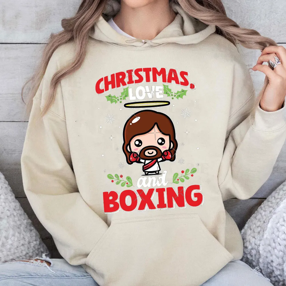 X'mas เสื้อ CHRISIMAS LOVE และ BOXING Christma Hoodie ผู้ชายรูปแบบตลก Ropa Hombre ฤดูใบไม้ร่วงใหม่ใน Hoodies & Sweatshirts Pullover