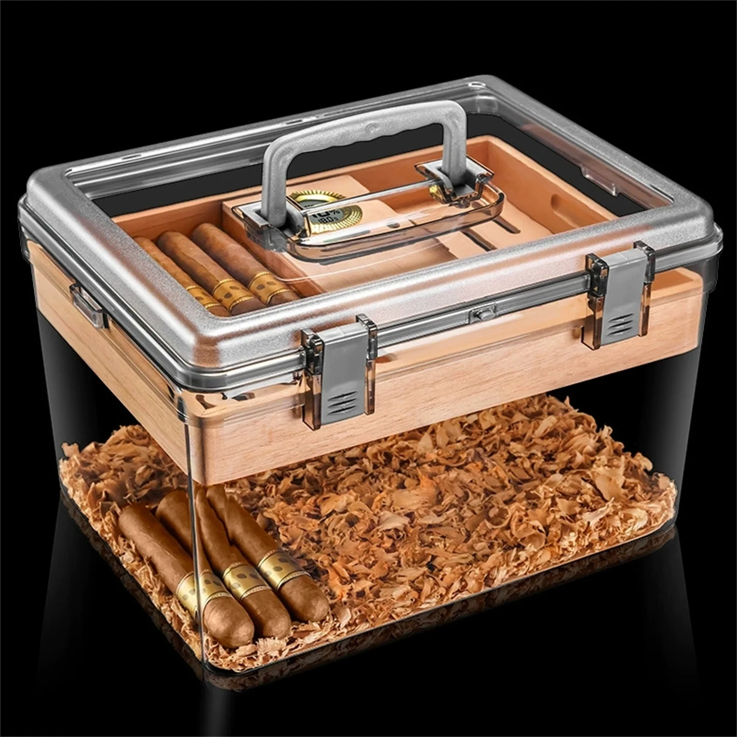 

50/75/100 Pieces Cigar Box PET Material Cigar Humidor Sealed And Moisturizing Gift Cedar Sawdust / Hygrometer / Humidifier