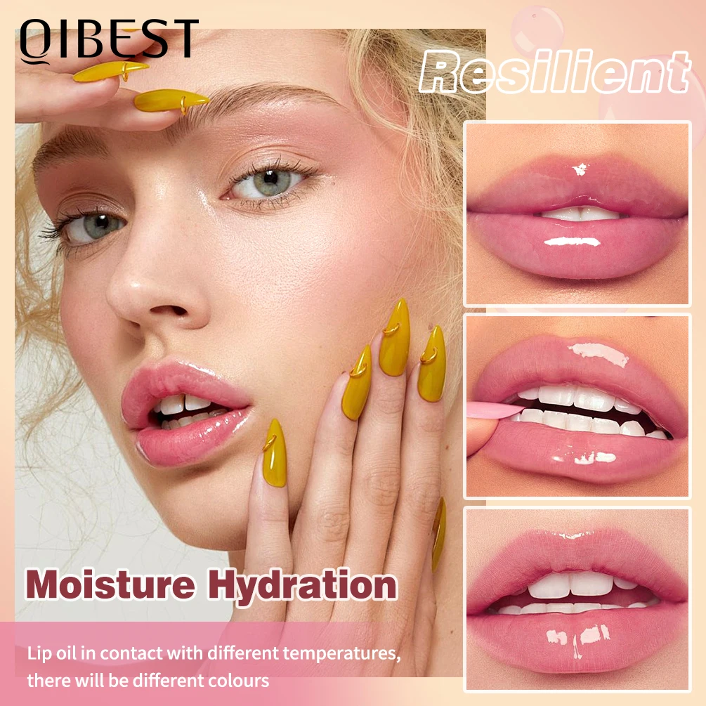 QIBEST huile à lèvres à couleur changeante hydratant gelée transparente baume à lèvres brillant à lèvres à Long terme nourrit les lèvres plus dodues huile maquillage nouveau