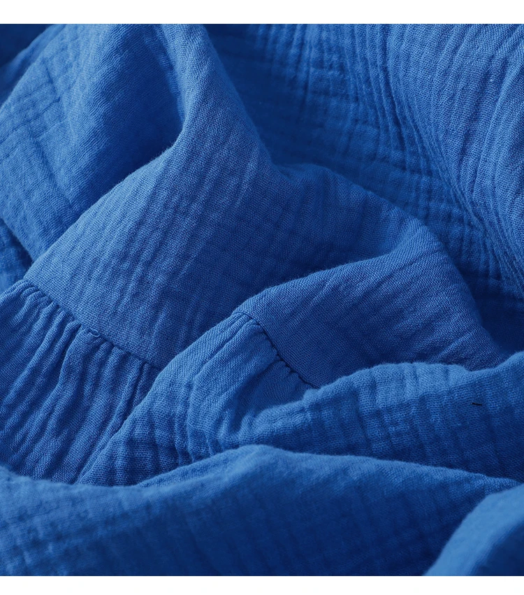 Vestido feminino vintage de algodão e linho em camadas, elegante, férias de verão, sem mangas, casual, solto, linha a, azul, midi