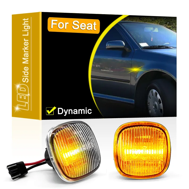 12V Clear Lens Dynamic LED Side Marker Lamp Assembly For Seat Cordoba 1999-2003 Ibiza 1999-2002 Sequential Blinker Turn Signal