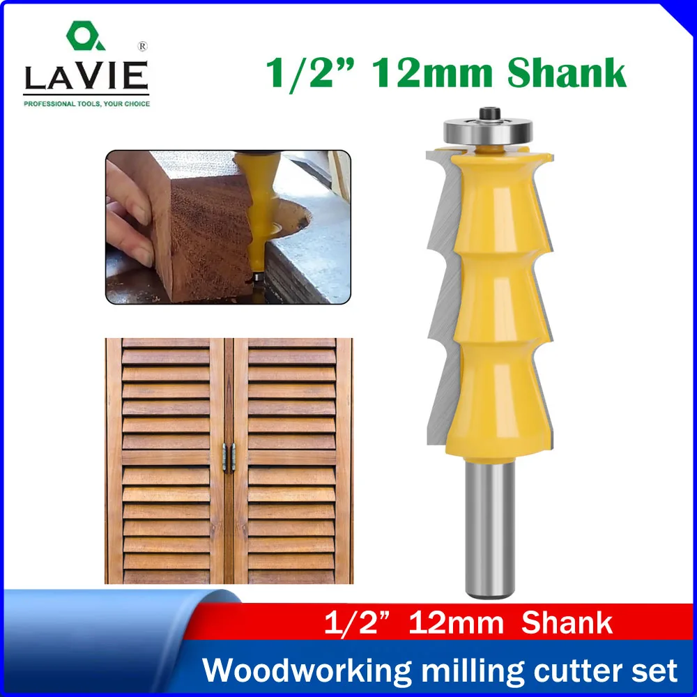 

LAVIE 1PC 12mm & 1/2" Shank Louver & Handrail Router Bit, Profile Bit, Woodworking Milling Cutter for Engraving Machine