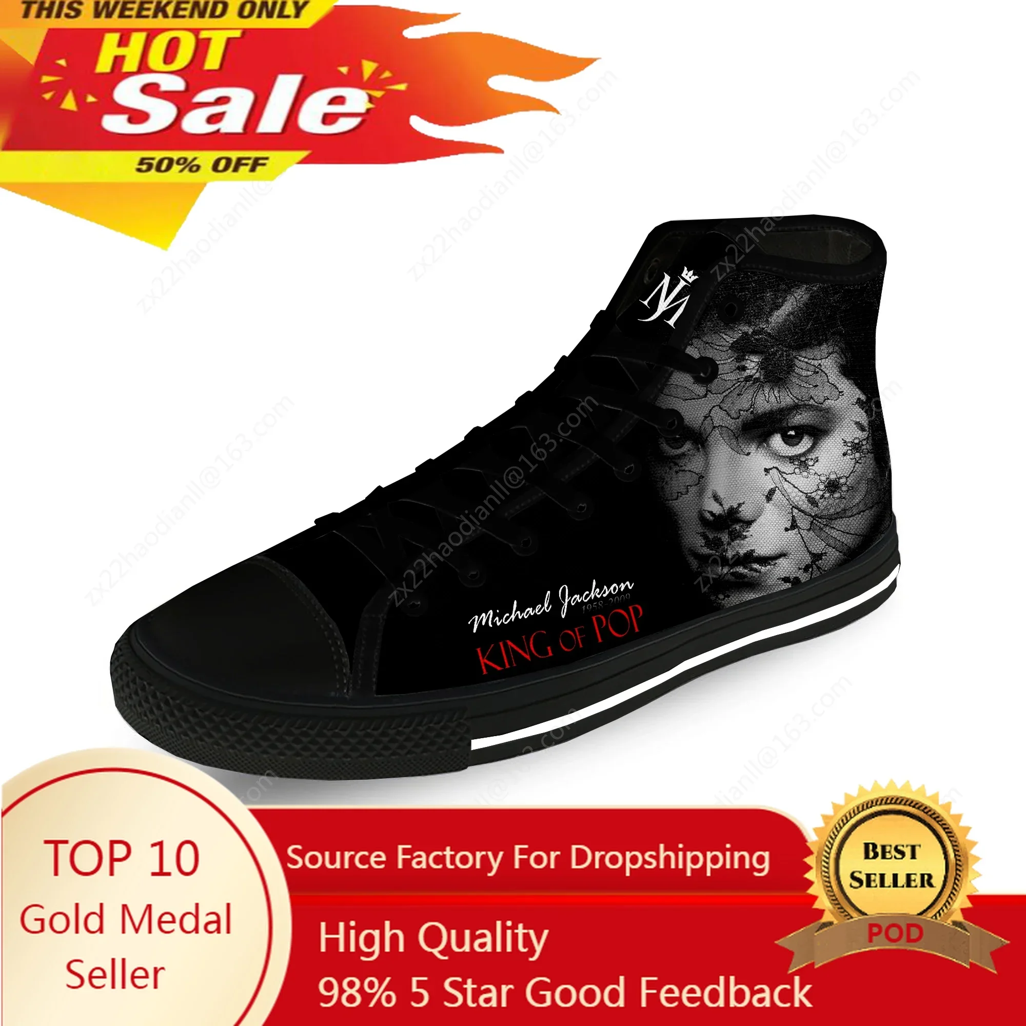Michael Jackson Cool Funny Casual Cloth 3D Print High Top Canvas Fashion Funny Shoes Men Women Lightweight Breathable Sneakers