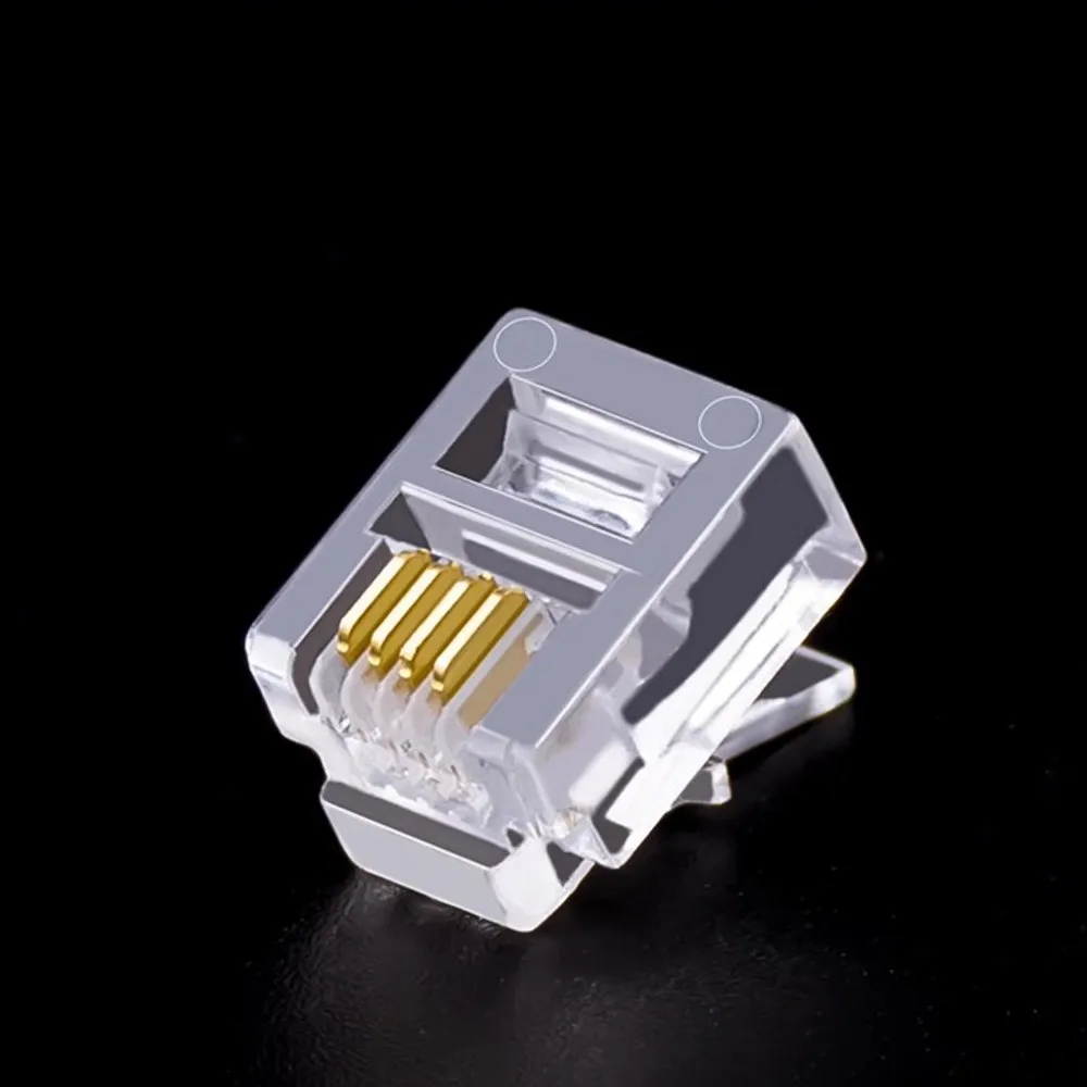 100PCS/lot RJ11 6P2C 6P4C 6P6C Telephone Internet Modular Plug Jack RJ11 Connector RJ-11 Crystal Heads Gold-Plated