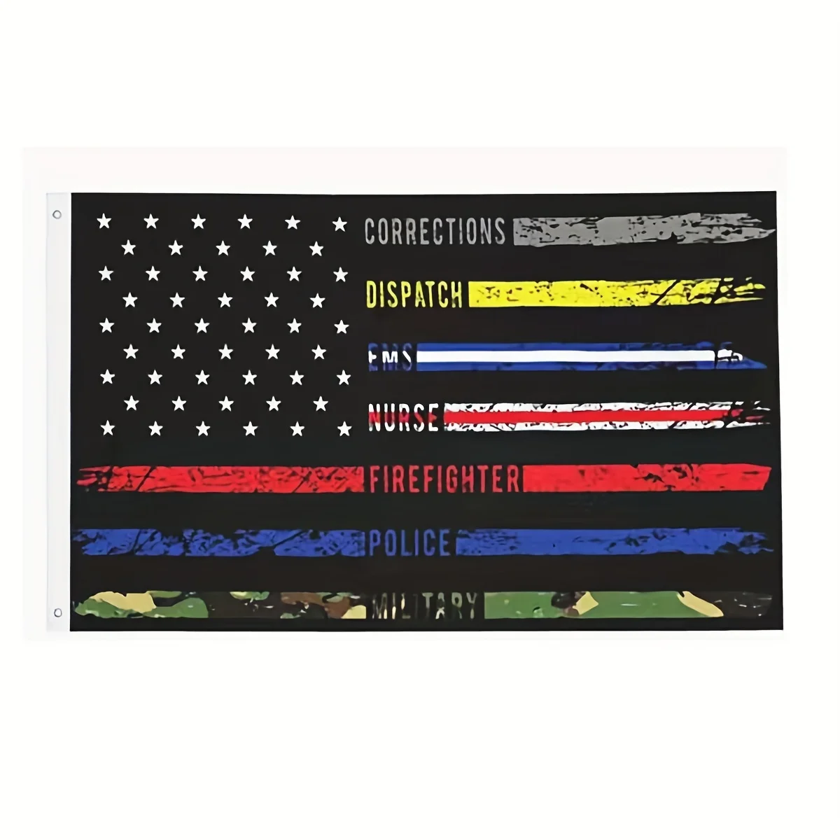 لا أحد يحارب بمفردك العلم الأمريكي العلم الأمريكي المستجيب الأول متعدد رقيقة خط النحاس الحلقات في الهواء الطلق راية الديكور 90X150cm #4