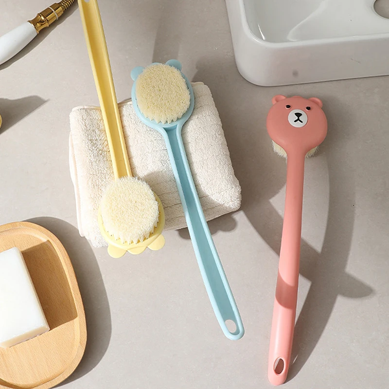 Long Handle Liquid Bath Brush Cute Bear Body Scrubber Shower Exfoliator Scrub Skin Massager Bathroom Accessories For Kids