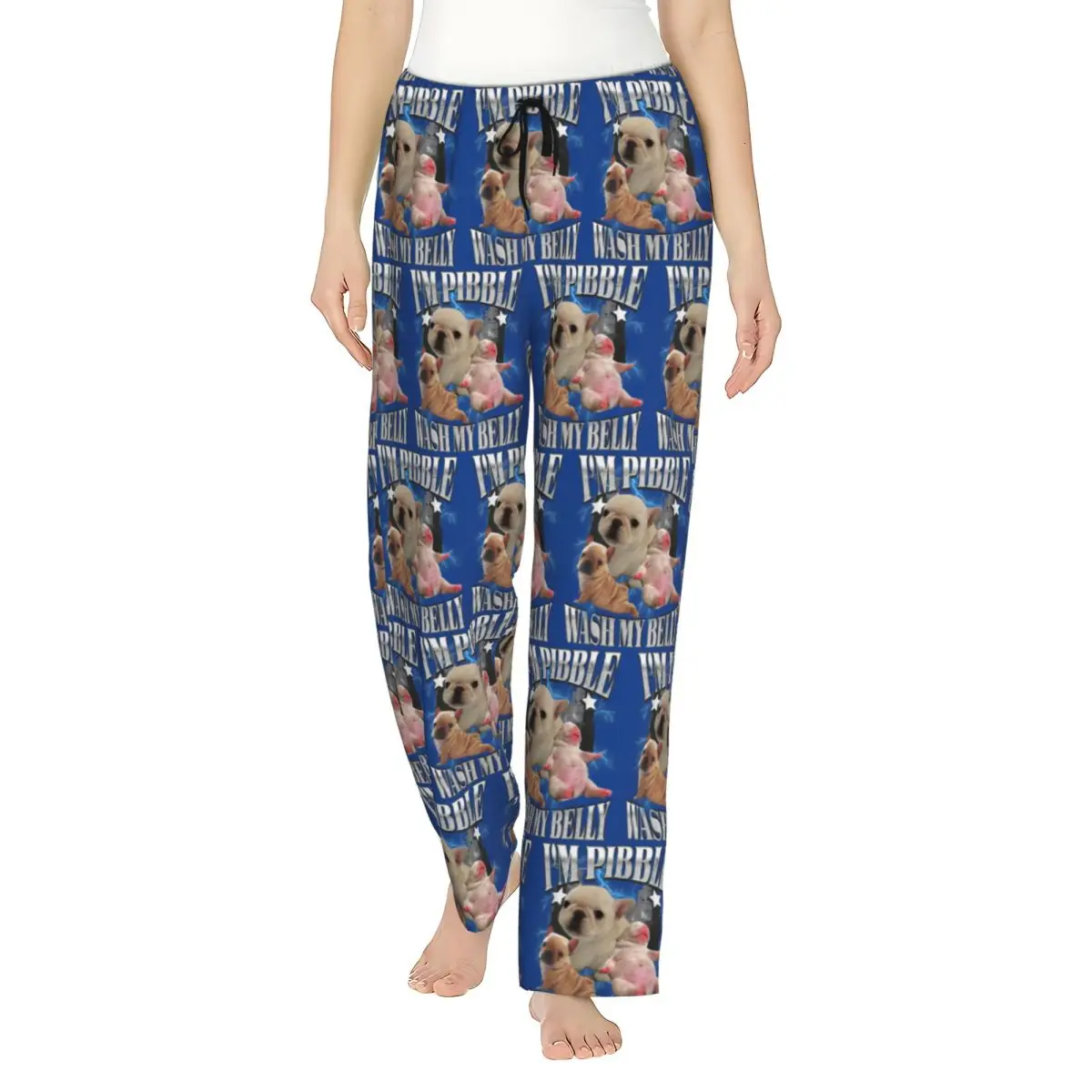 

Брюки для дома и сна I'm Pibble Wash My Belly Girl's Loungewear, удобные, с мемом Brainrot французского бульдога, пижамные штаны, брюки для общежития